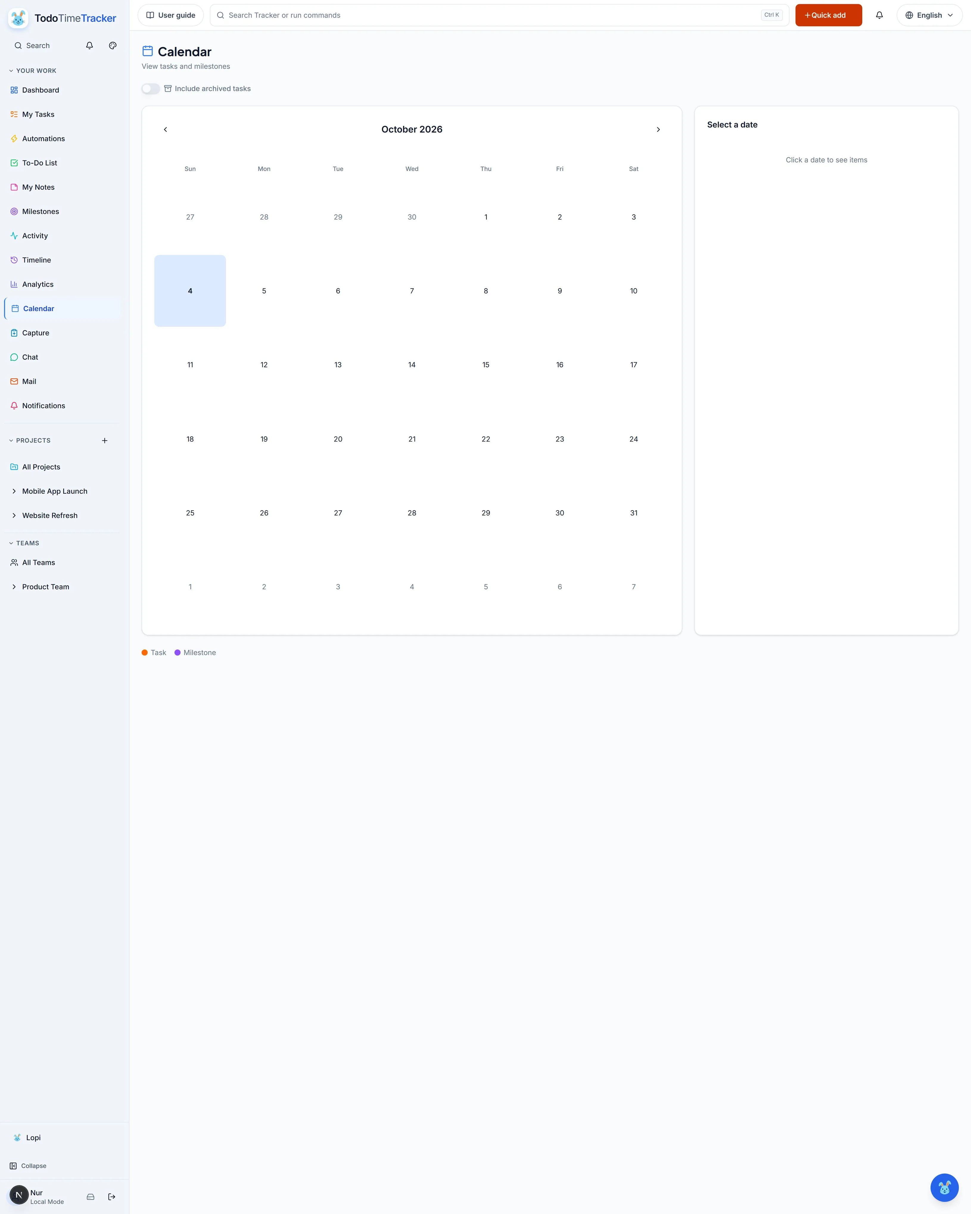 Calendar screenshot