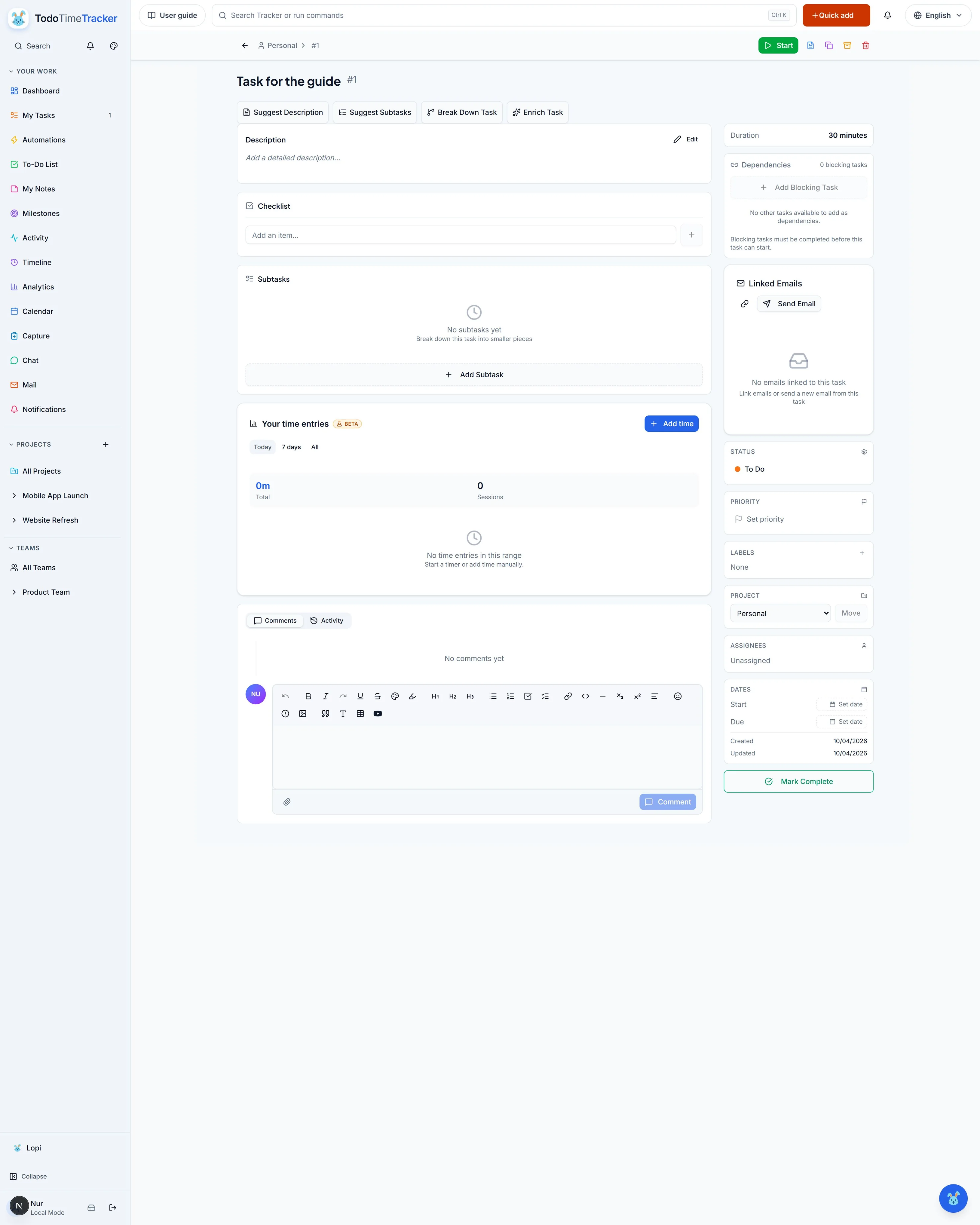 Task Detail screenshot