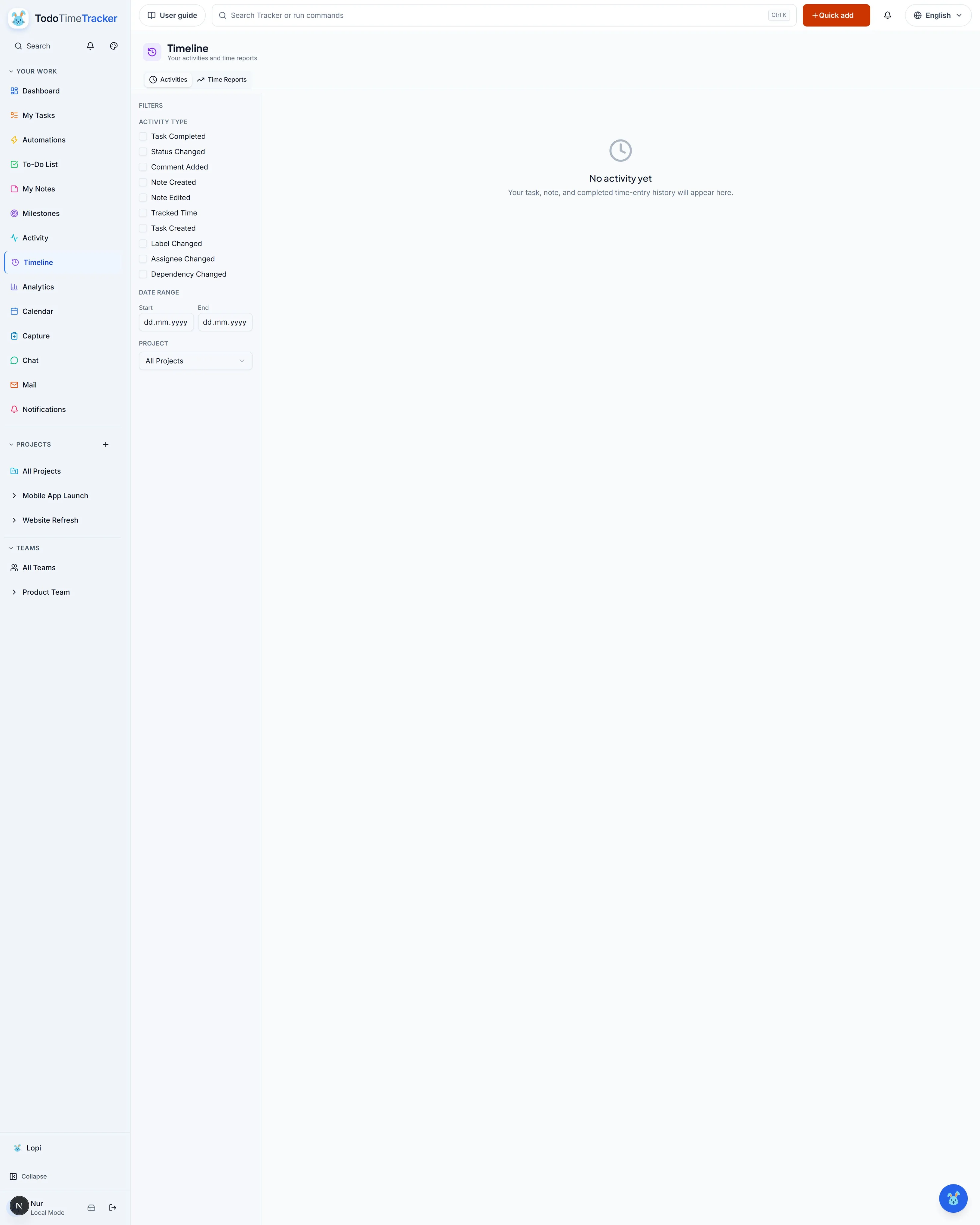 Timeline screenshot