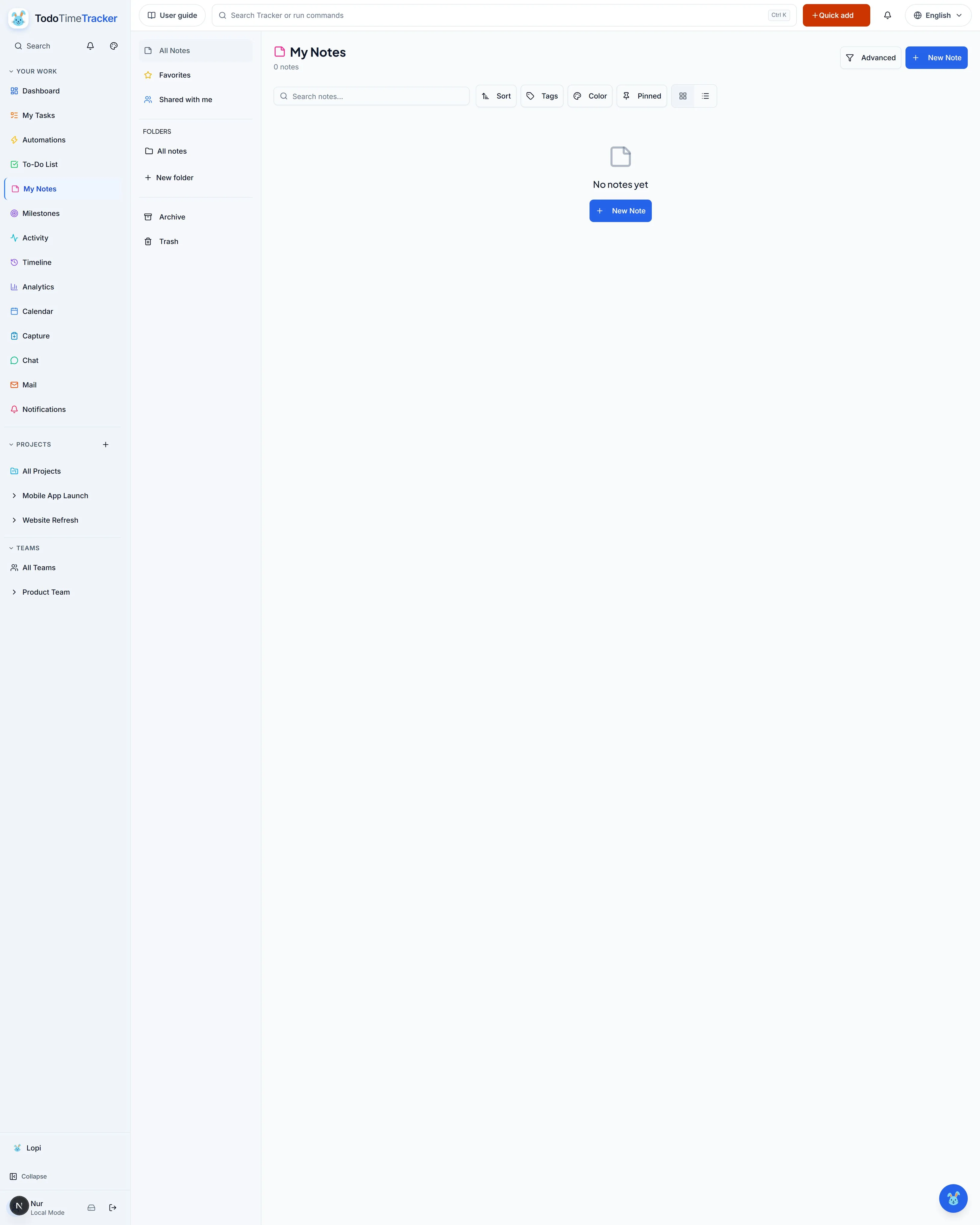 My Notes screenshot