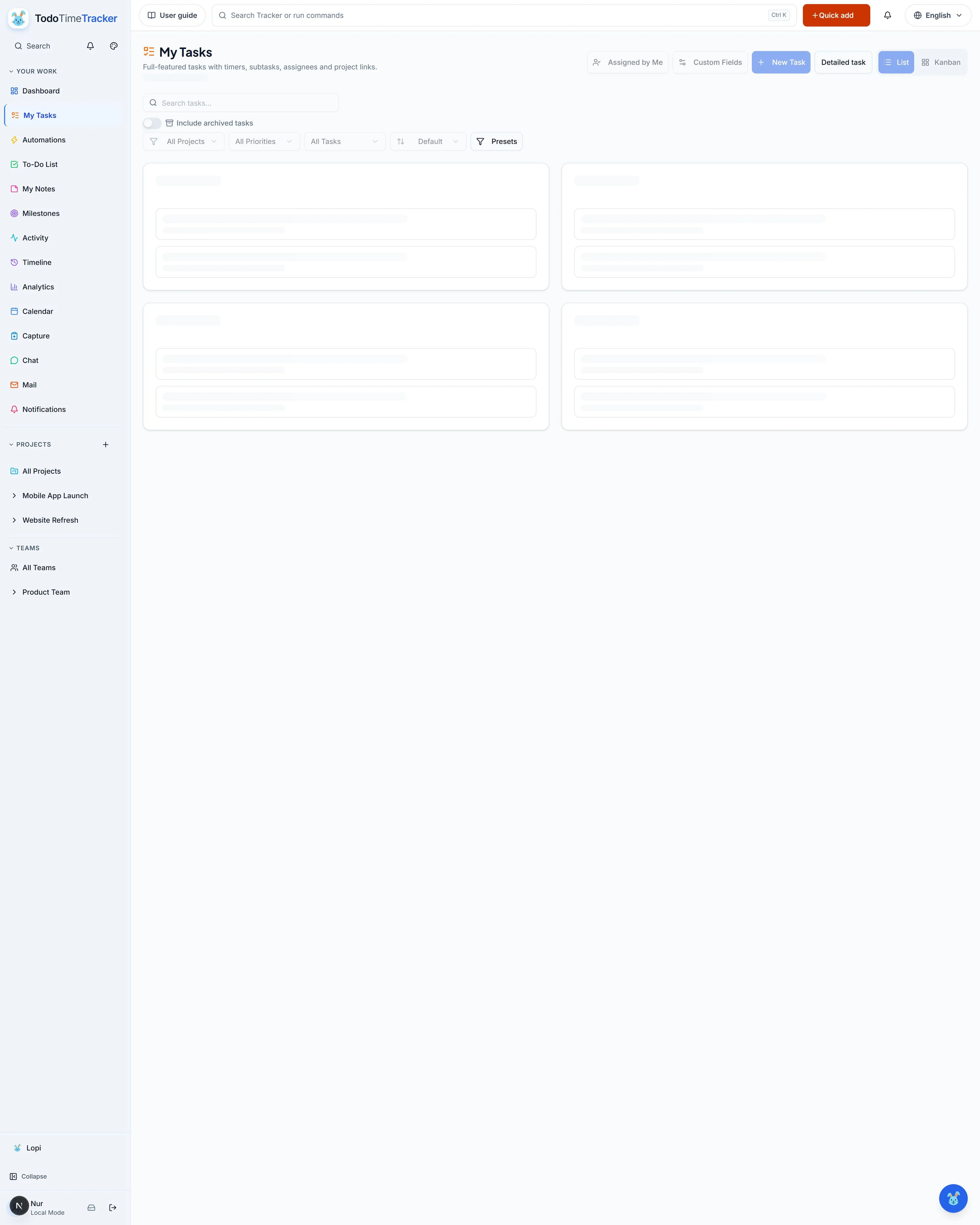 My Tasks screenshot